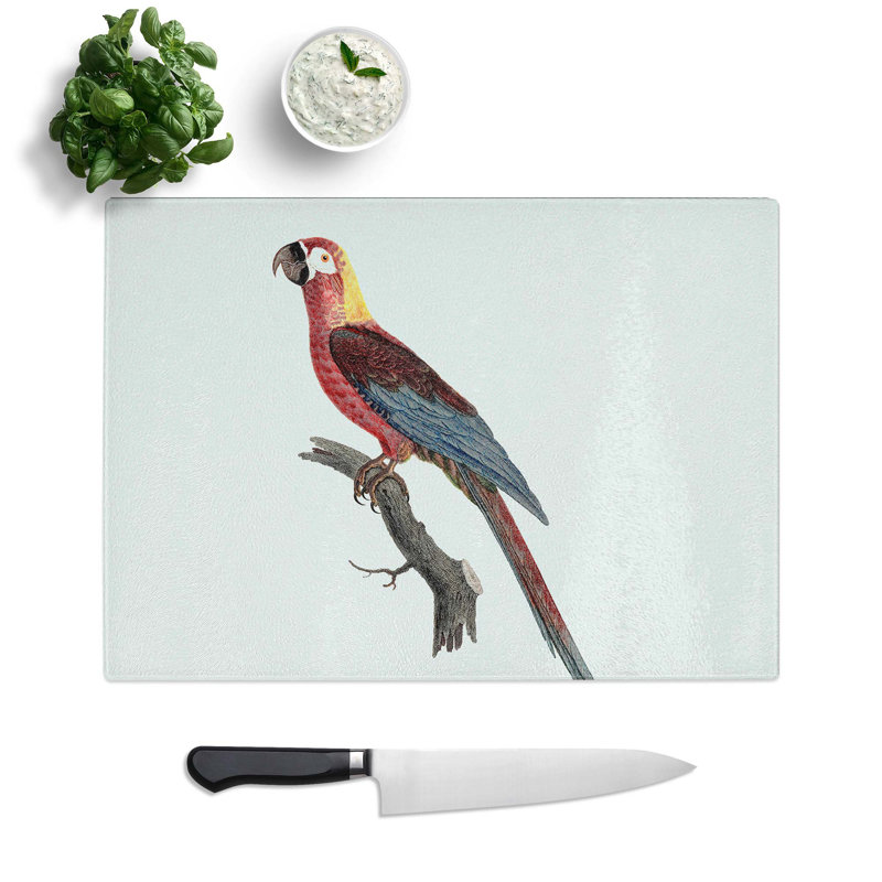 Tempered Glass Cuban Macaw Parrot Chopping Board, 39 cm W x 28.5 cm L