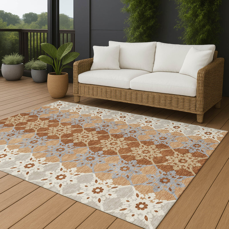 Machine Washable Indoor/Outdoor Chantille ACN2759 Americana Rug, 3' x 5', Copper