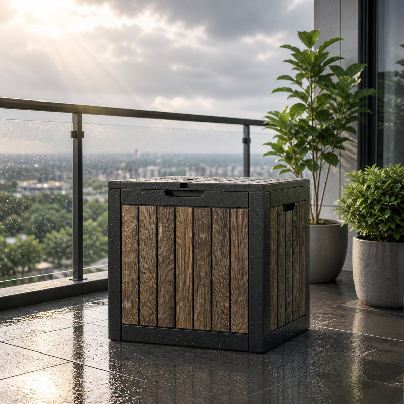 Walnut 35 Gallon Outdoor Deck Box