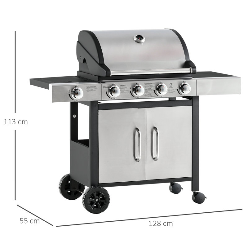 Barrette Dakota Fields 4 - Burner Countertop Liquid Propane 11000 BTU BTU Gas Grill with Side Burner and Cabinet