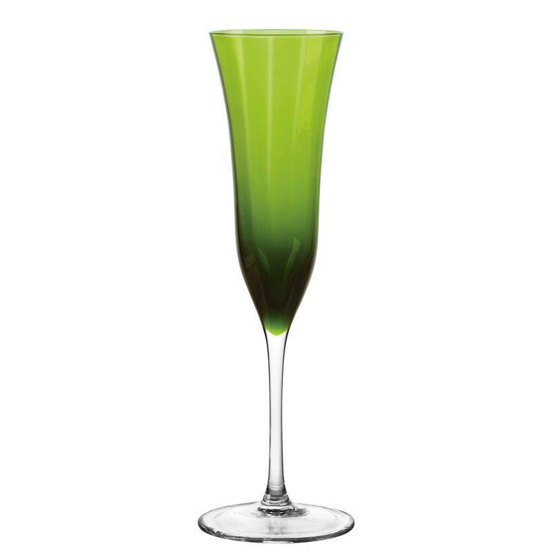 Meridian 4 oz. Crystal Flute Champagne Glasses, Green