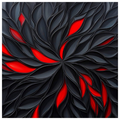 Black Red Petal Pattern Double Sided Throw Pillows