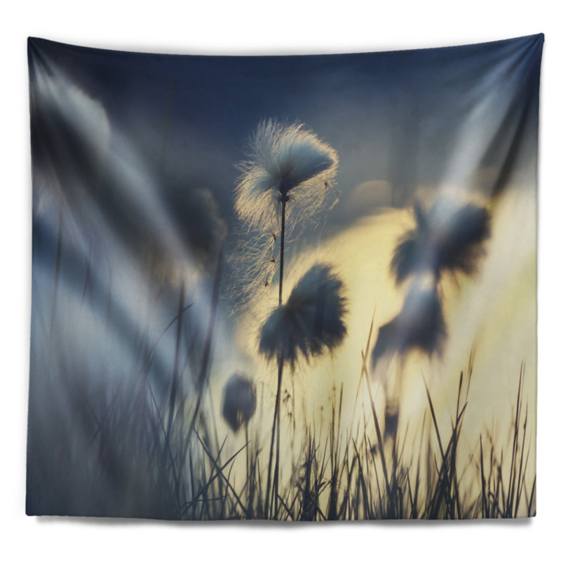 Tapisserie fleurs de coton arctiques, H 50 po x l 60 po