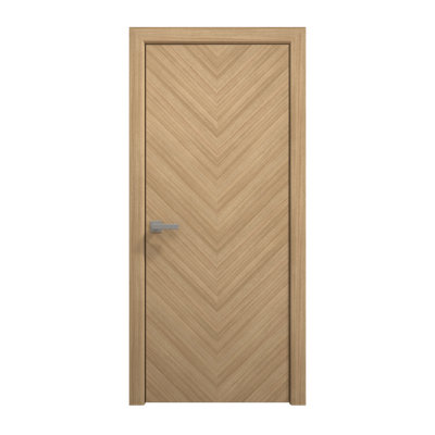 Porte intérieure française pleine 32 x 96 pouces Ego 5005 Chêne naturel Panneau simple Cadre Poignée Salle de bain Chambre Portes modernes