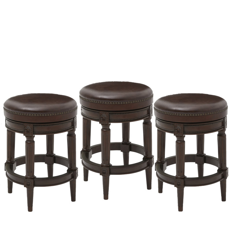 Tabouret de bar et de comptoir Mehar, Noyer patiné, 3, Tabouret de comptoir (siège d'une hauteur de 26 p
