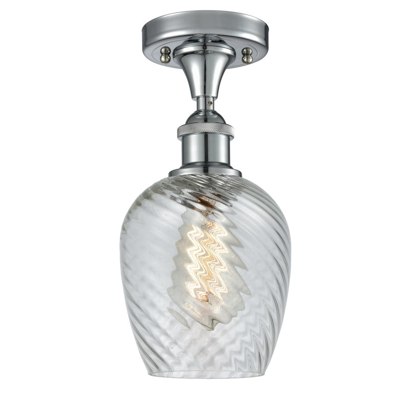 Plafonnier semi-encastré 1 lumière 5 po Lyman, Motif cannelé transparent, Ampoule DEL 6 watts Vinage, Chrome poli