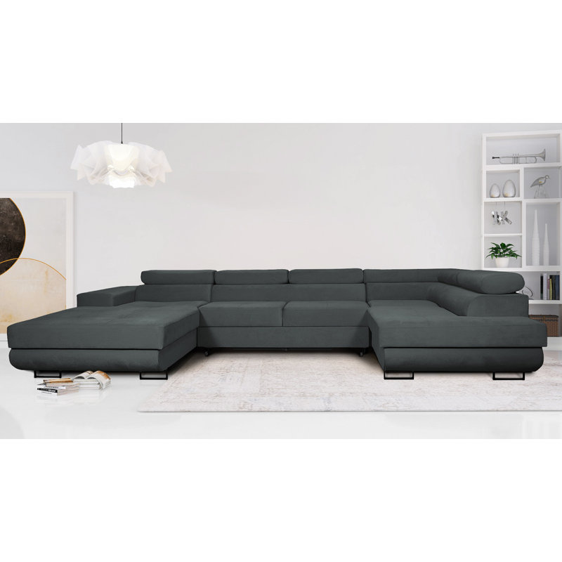 Anoceto 6 Seater Sofa Bed, Dark Grey, Left Hand Facing