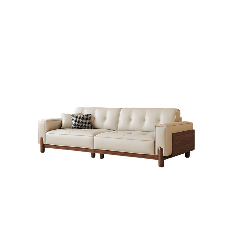 Canapé en cuir véritable blanc 94,49 po, H 34,25 po x l 94,49 po x P 39,37 po