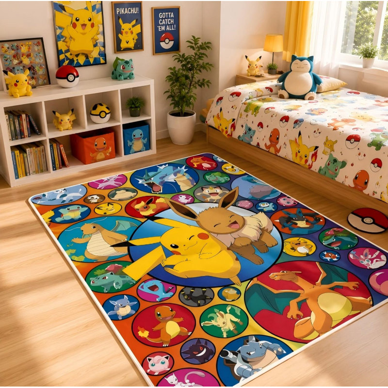 Tapis pokémon pour enfants Garçon, 47 x 71 pouces