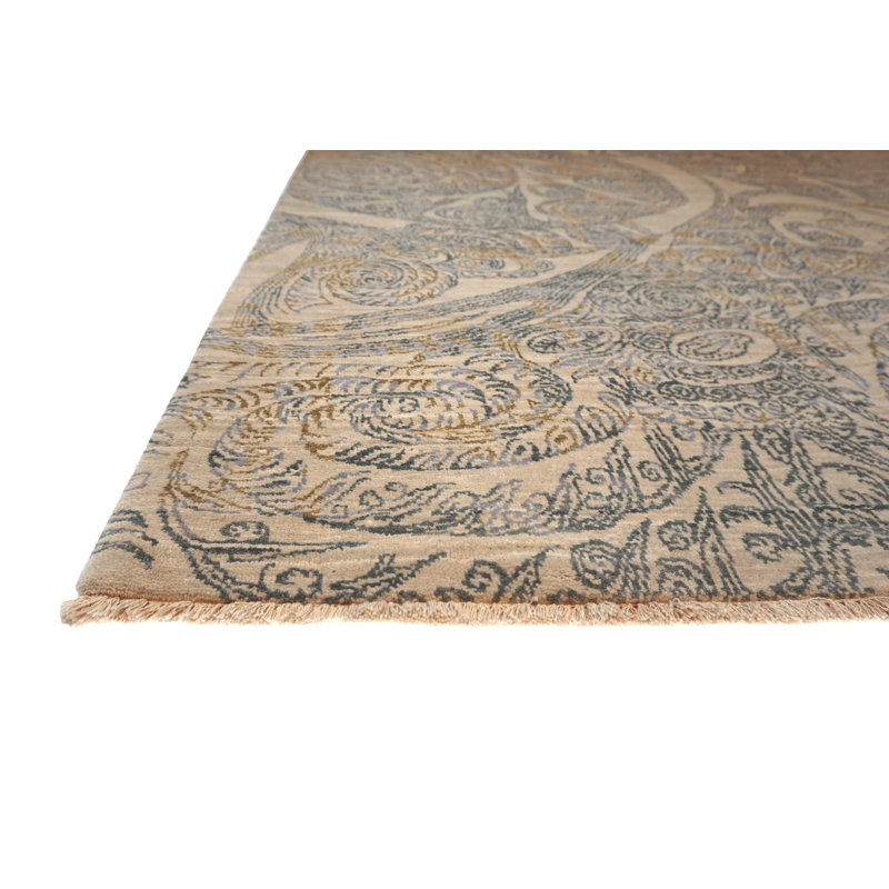 Art Tec Hand Knotted Silk and Wool Abstract and Geometric Indoor Rug