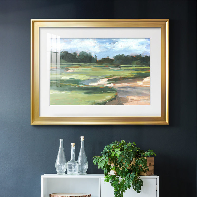 " Golf Course Study II ", Gold, 30" H x 44" W x 1.5" D