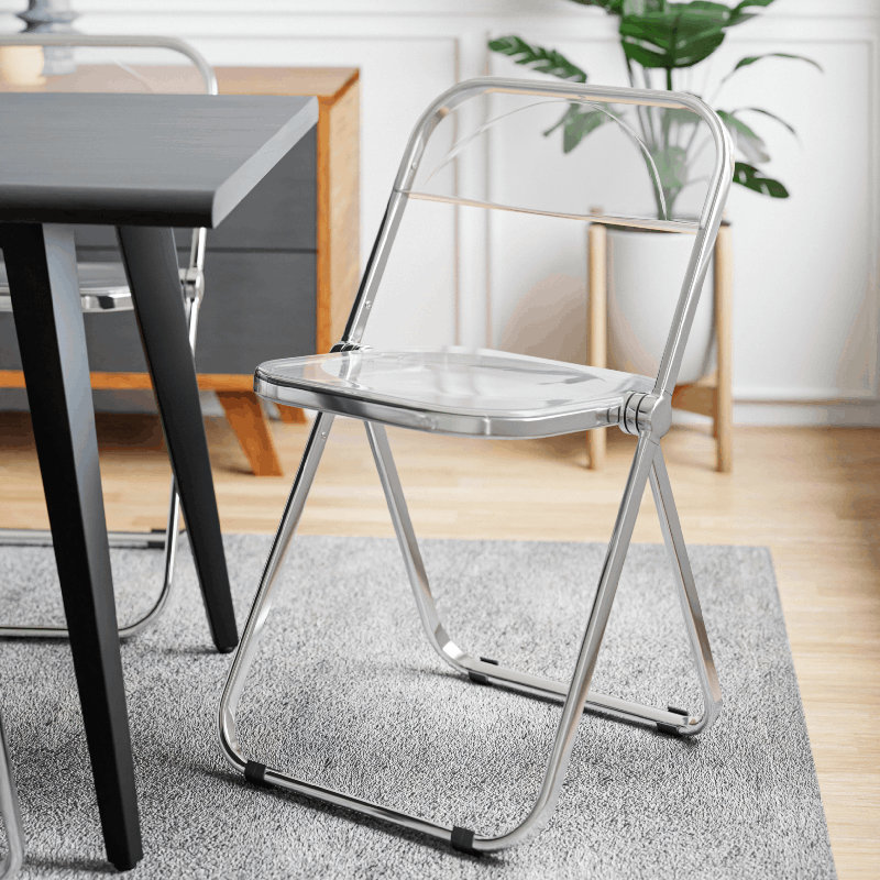 Chaise d'appoint de salle à manger Lawrence, Transparent, Chrome