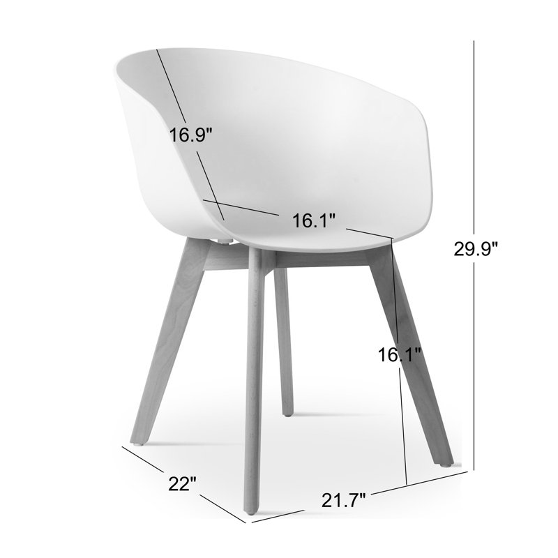 Shakia Set of 4 Wood and Polypropylene Chairs, Black