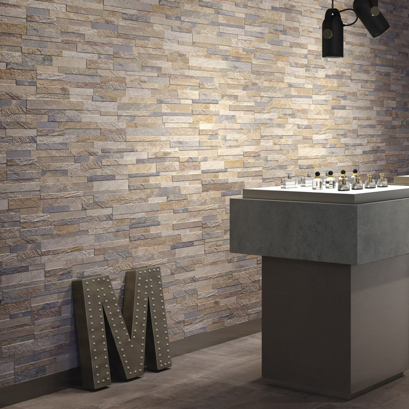 Cubics 6" x 24" Ledger Panel Porcelain Wall Tile, Beige