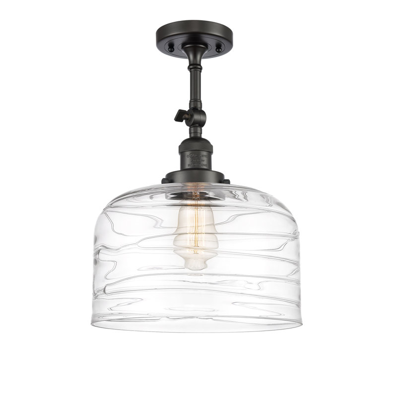 Areyana Glass Semi Flush Mount, No Bulb Included, Oil Rubbed Bronze