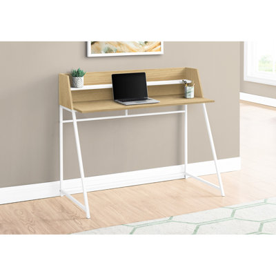 Bureau contemporain avec rangement pour ordinateur portable et revêtement stratifié naturel, moderne pour la maison