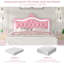 Lit plateforme tapissier en cuir Largent avec lumières DEL et tête de lit couronne blanc / rose-428211955-428211952