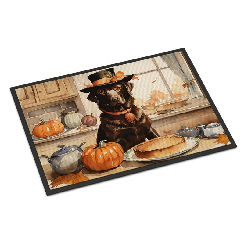 Chocolate Lab Fall Kitchen Pumpkins Doormat DAC1788, L 24 po x L 36 po