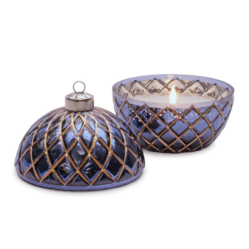 Ornement de bougie DEL P 5,75 po, Bleu, or