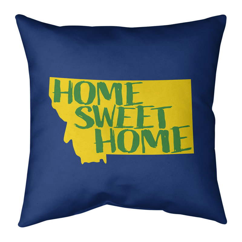 Coussin intérieur / extérieur Home Sweet, 26 po x 26 po, Montana, Bleu / Jaune