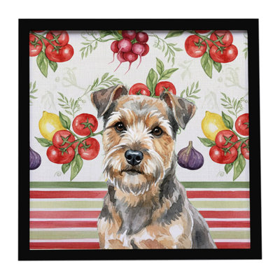 Grizzle and Tan Norfolk Terrier Vegetables Framed Metal Print