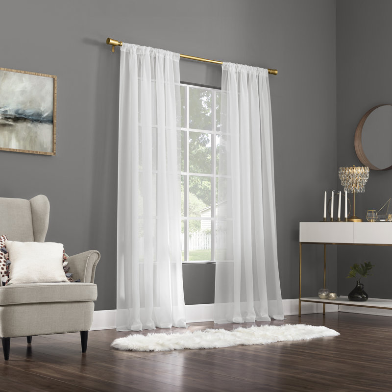 Wayfair Basics® Rothwell Modern Sheer Rod Pocket Curtain Panel, 59" W x 84" L, White