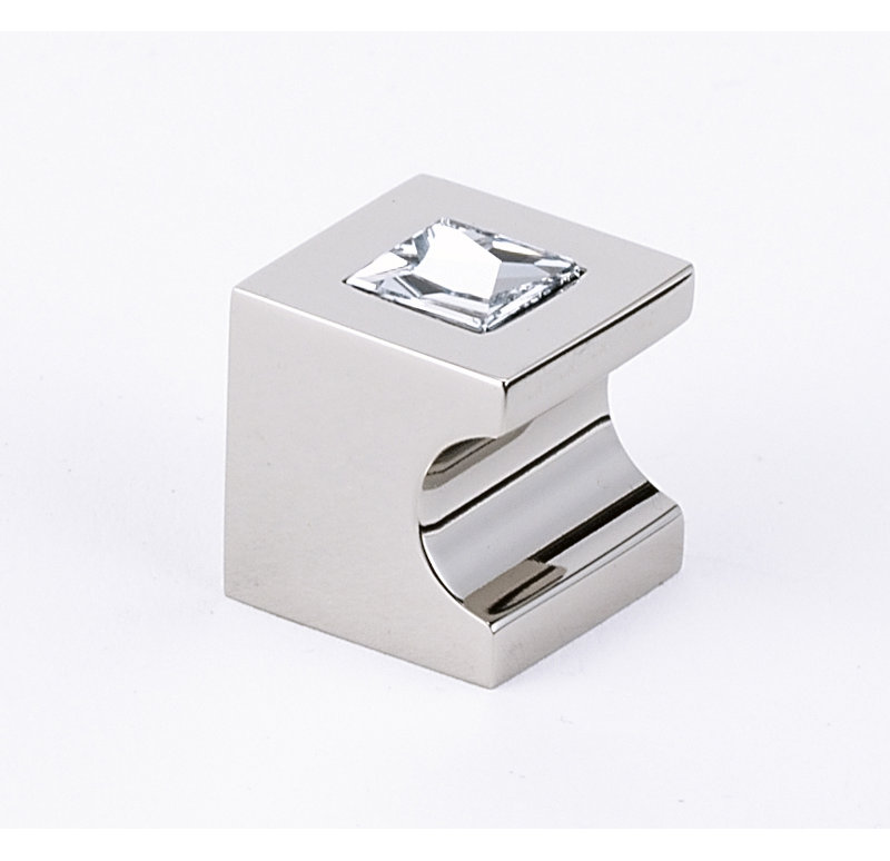 Bouton carré en cristal Swarovski, Nickel poli, 0,75 po x l 0,75 po x P 0,75 po