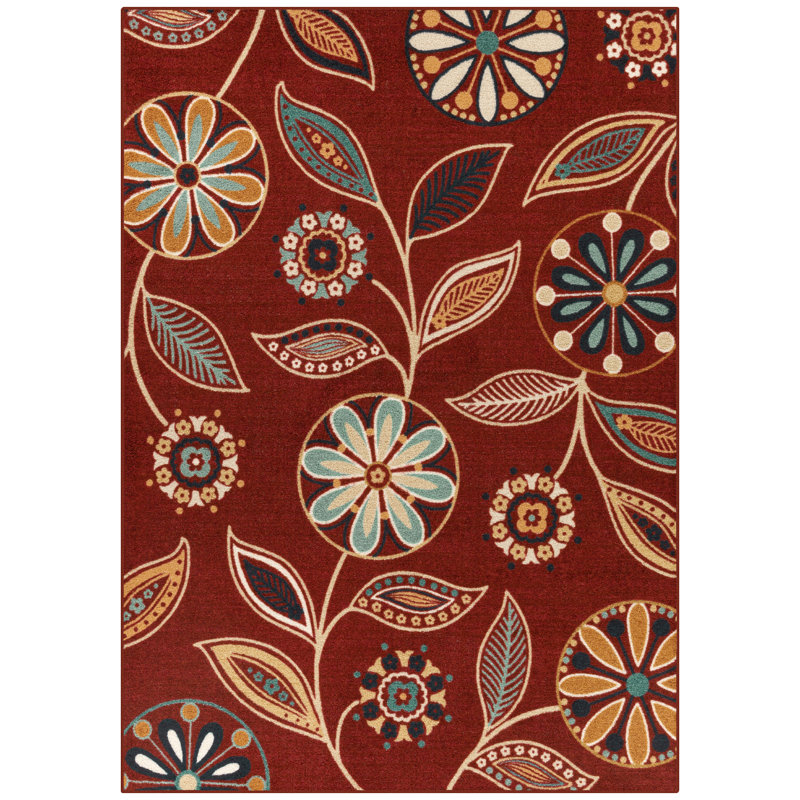 Adderley Floral Merlot Area Rug, Rectangle 5' x 7'