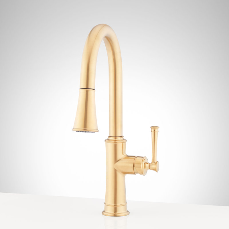 Beasley Single-Hole Pull-Down Kitchen Faucet, Brushed Gold