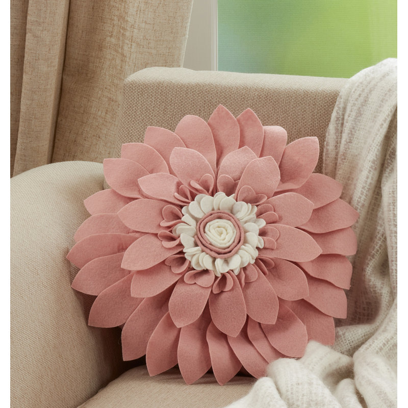 Fleur De Jardin Collection Appliqued Throw Pillow, Rose