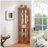 Corner Glass Cabinet Lighted Curio Cabinet Corner Display Case For Living Room, Curio Cabinet, Antique Collection, Wine,Bar Glass Storage Light Included, Dark Oak
