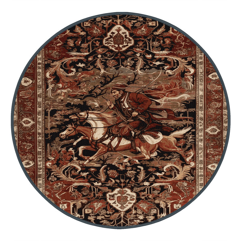 Tapis brun lavable à la machine, Rond 5 pi