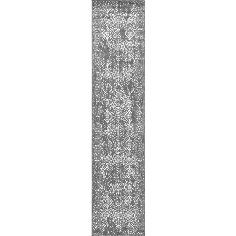 Almirka Medallion Area Rug for Living Room Bedroom Dining Room Kitchen, Grey/Ivory, Runner 2'6" x 14'