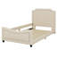 Upholstered Daybed With Classic Stripe Shaped Headboard-883515099