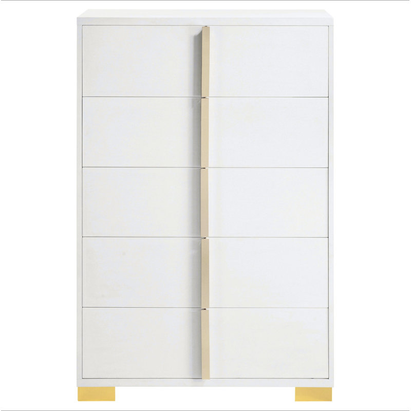 Commode blanche 5 tiroirs Medici, White