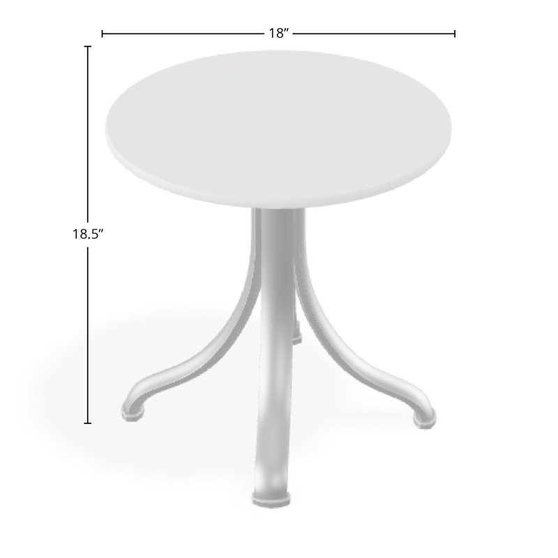 Outdoor Round Side Table, White/White