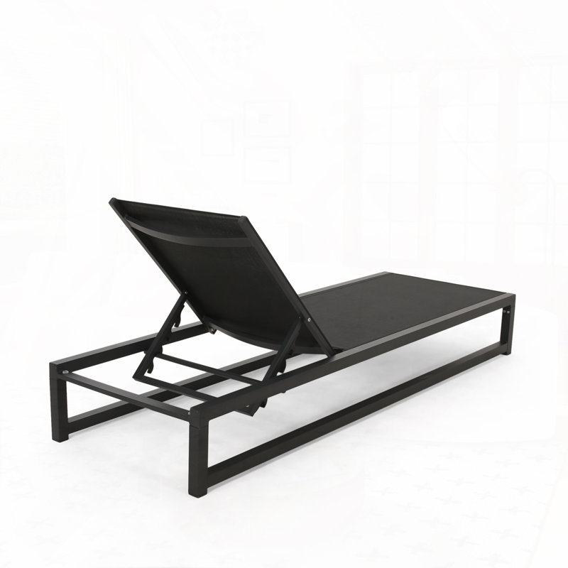 Outdoor Chaise Lounge Chair, Black