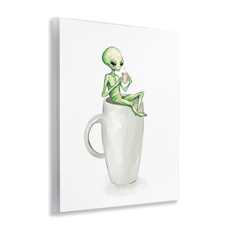 «Alien & Coffee», art mural sur plaque par Ziwei Li