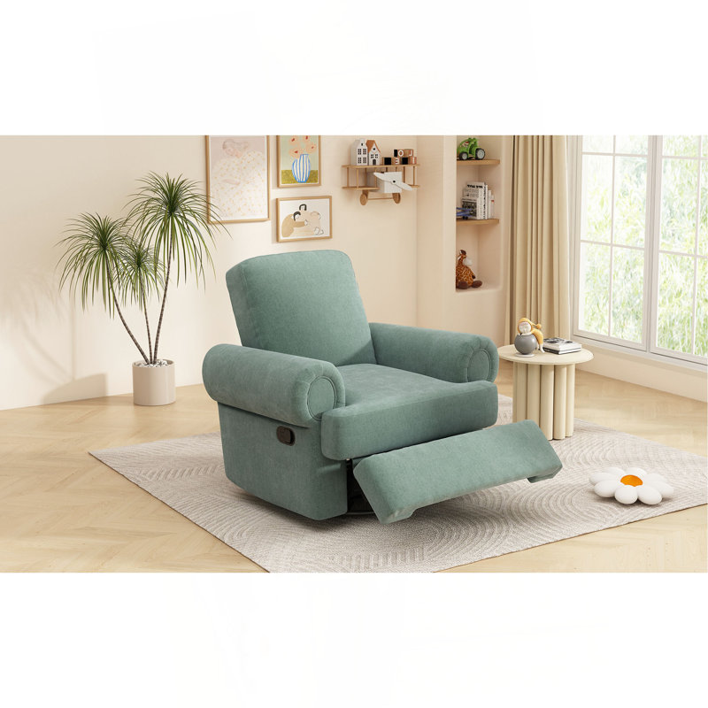 Claverton Manual Swivel Rocker Recliner With Chenille Upholstery, Mint Green