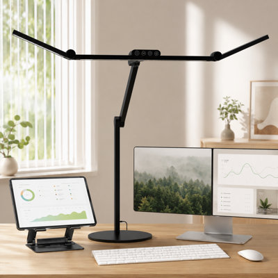 24W Architect Desk Lamp with Adjustable Base, Ambient Light, Automatic Dimming and Rotating Swing Arm for Computer or Workbench Lighting