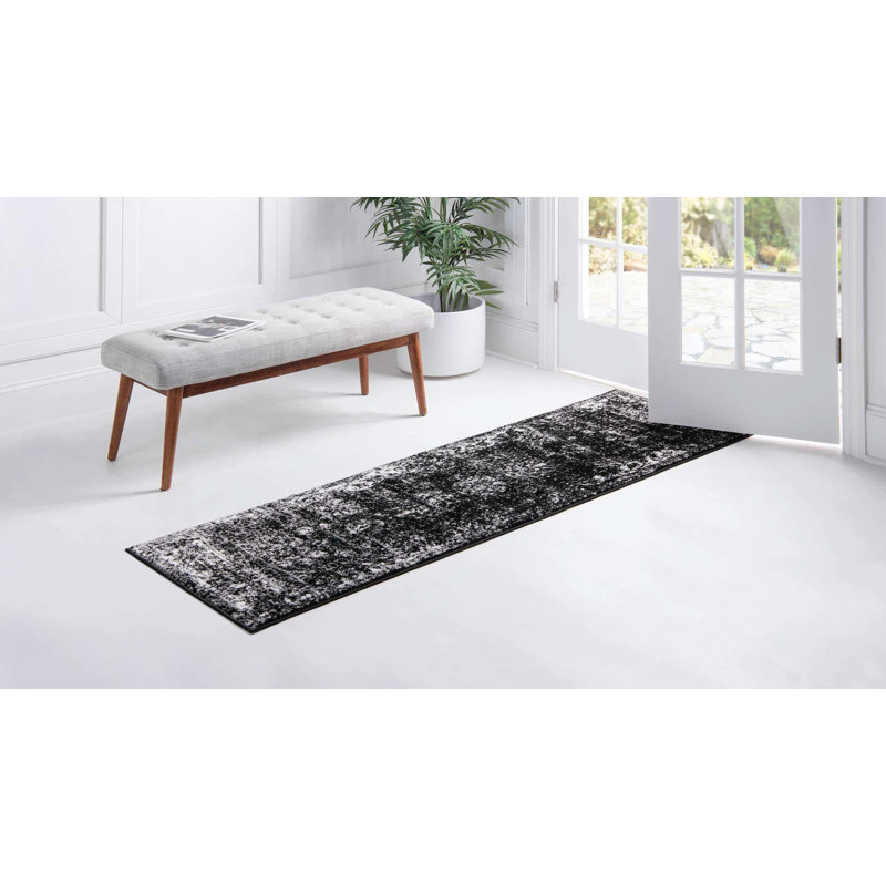 Brandt Floral Area Rug, Runner 2'7" x 12', No, Black