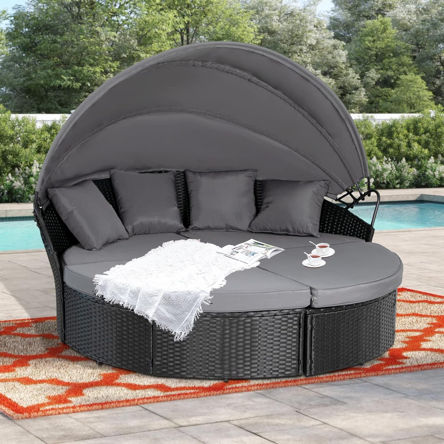 Wrought Studio Antwan 71.7'' Wicker Outdoor Patio Daybed with Cushions ...