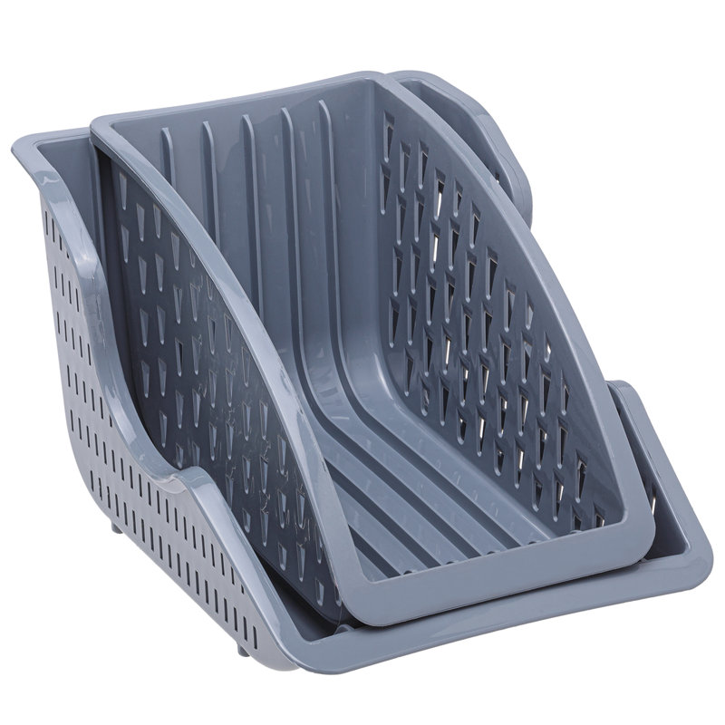 Ensemble de 2 porte-assiettes en plastique Crystalia, gris