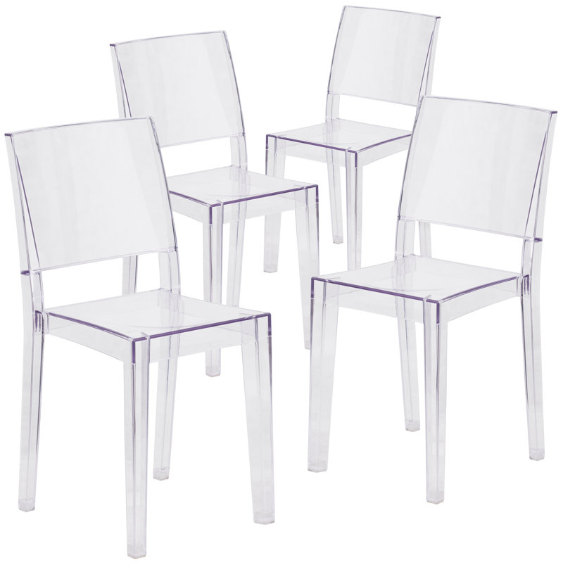 Chaise d'appoint empilable transparente Bralynne (ensemble de 4)
