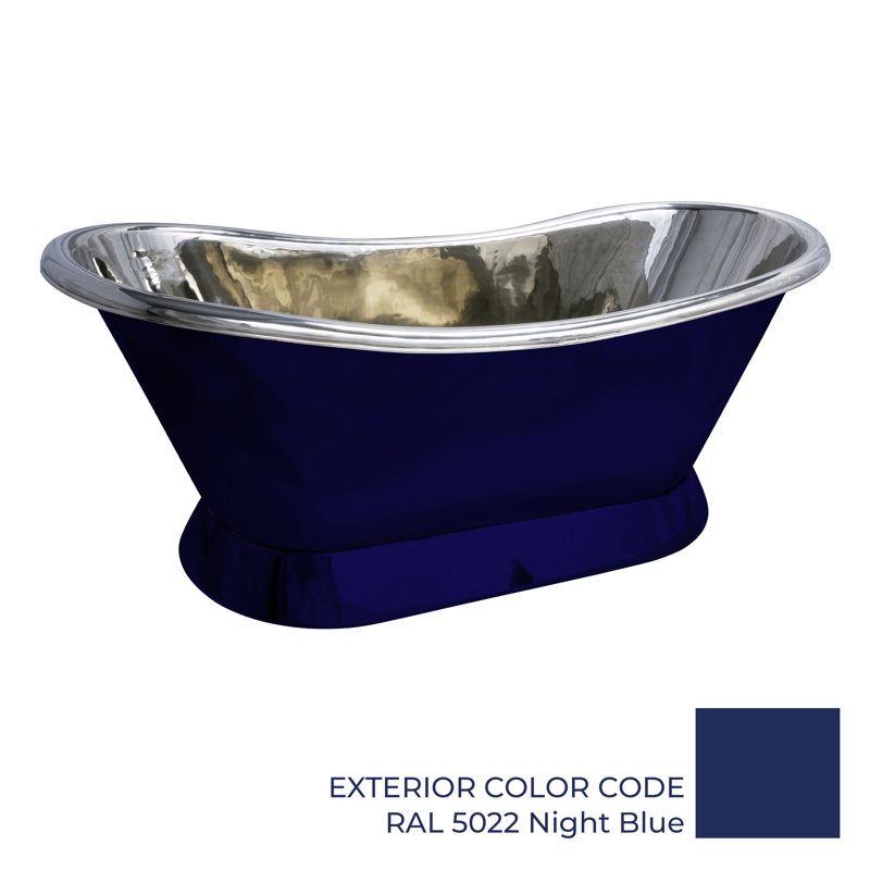 1680mm x 725mm Soaking Copper Bathtub, Nickel