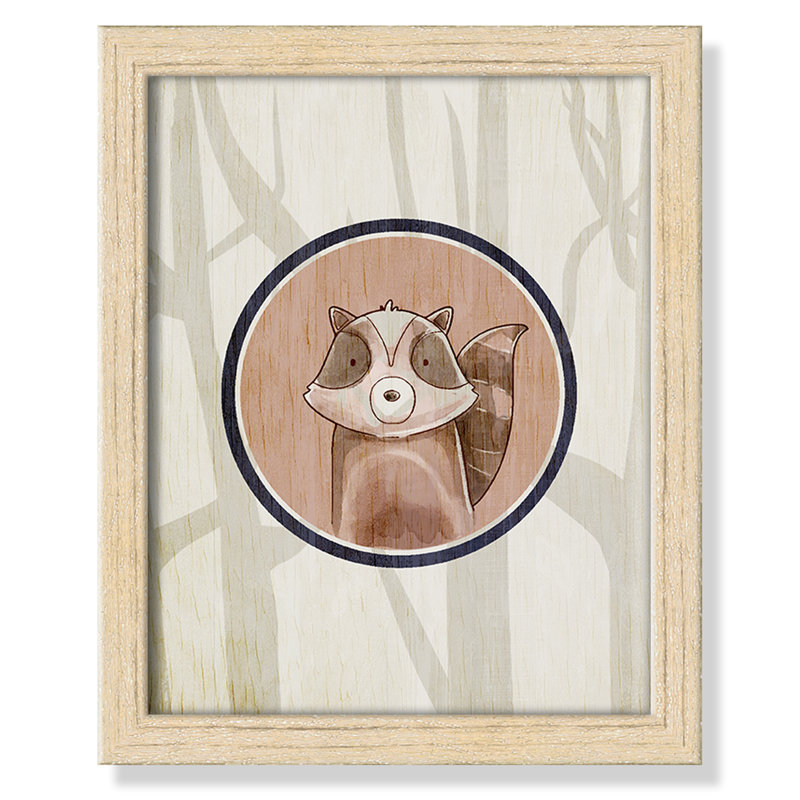 Animaux de la forêt, impression sur papier 1 pi, H 34,5 po x l 24,5 po x P 1,18 po, Encadré de boîte beige