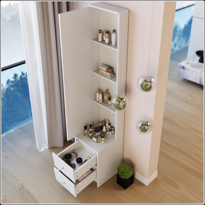 Armoire à miroir simple et élégante avec rangement multicouche, très grand miroir complet et design élégant pour les intérieurs modernes.