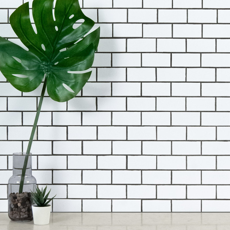 Silica White Subway 11 in. x 12 in. Glossy Porcelain Mosaic Floor and Wall Tile