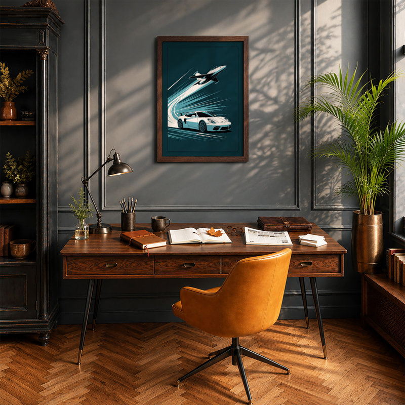 Speed and Ascent Modern - Framed Print, A1 - 84.1 x 59.4 cm, Walnut