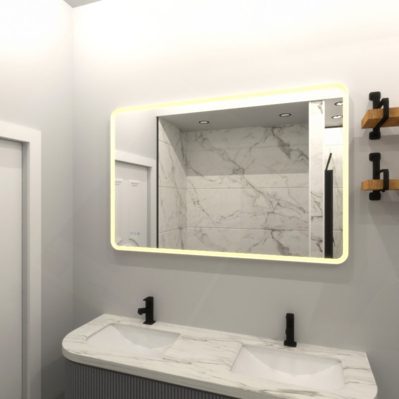 Miroir de salle de bain rectangulaire à DEL, 36 po x 60 po